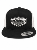 Black face white back blue collar degenerate hat