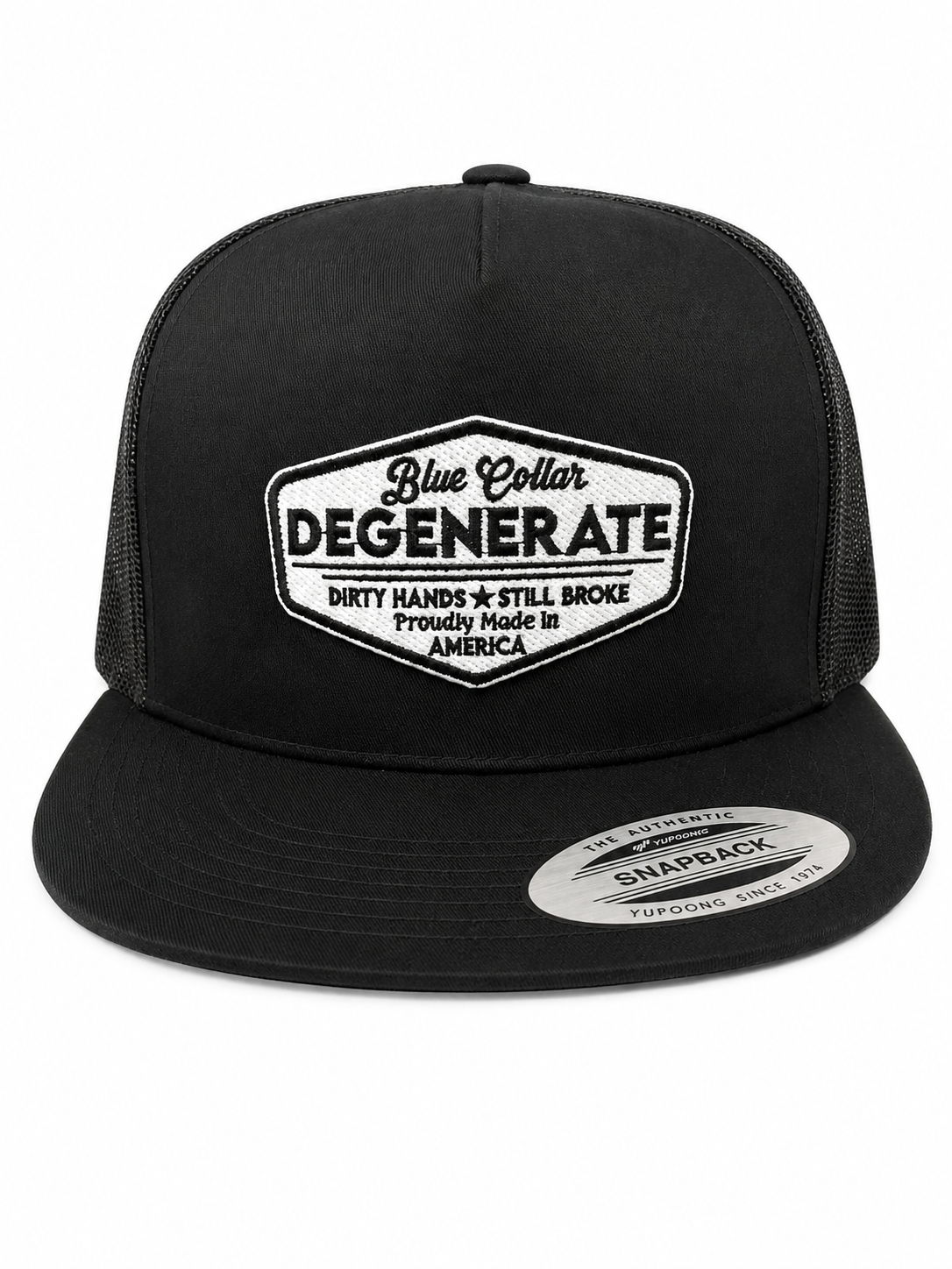 All black blue collar degenerate hat